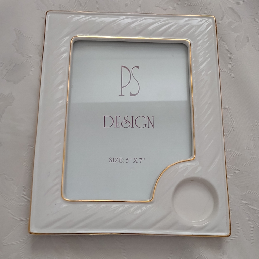 Gold White Fine Porcelain Photo Frame